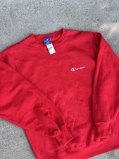 NWT Vintage Champion Sweatshirt 90s Logo Red Crewneck Made In USA Mens Large
