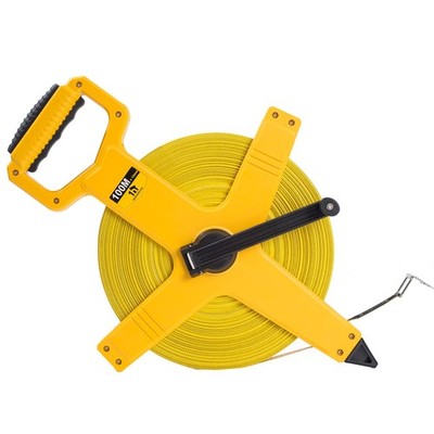 HOGARSWE Open Reel Fiberglass Tape Measure, 330 Foot 100 m, Yellow