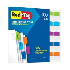 Redi-Tag Laser Printable Tabs, Permanent Index Tabs, Customizable Adhesive Label