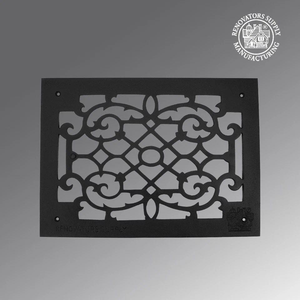 Cubierta de conducto de aluminio fundido de rejilla de registro de aire de ventilación de calor de piso negro 10" H x 14" W Foto 3 de 4