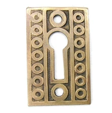Antique Victorian Eastlake Brass Ornate Key Hole Plate Cover Escutcheon 