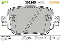 Valeo Bremsbelagsatz Scheibenbremse Essential 302265 FüR VW Sharan 7N2 Seat 7N1