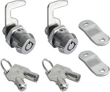 2 Pack 5/8 Tubular Cam Lock Toolbox Replacement Lock with 4 Keys Keyed Alike