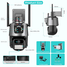 Dual Lens 4K WiFi Security Camera 8X Zoom Outdoor Home Night Vision CCTV PTZ US
