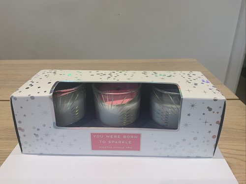 You Were Born To Sparkle - Berry Scented - Glass Candle Trio New & Boxed - Picture 2 of 6