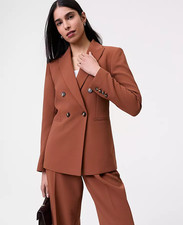 NEW ANN TAYLOR 189 TORTOISE SHELL TEXTURED CREPE DOUBLE BREASTED BLAZER SZ 4P