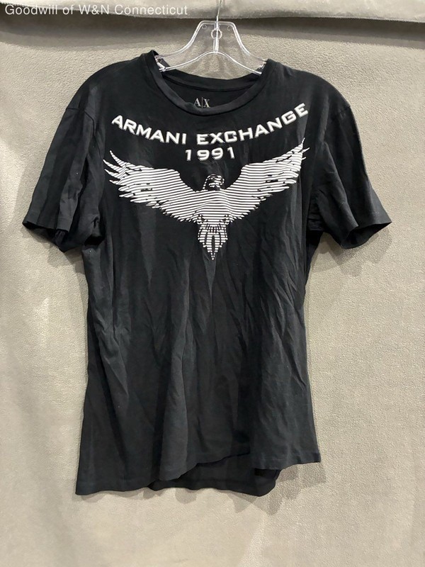 Armani Exchange Men's Black Eagle Graphic 1991 Logo T-Shirt Sz M
