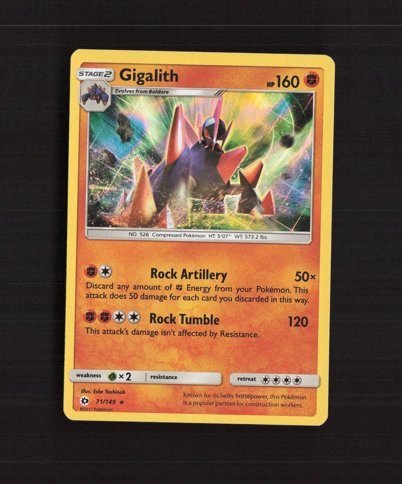 Gigalith 71/149 Sun & Moon Holo Rare Pokemon Card LP