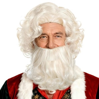 Wizard Beard and Wig Sets Short Blonde Old Man Curly Wig Costume Accessories ...