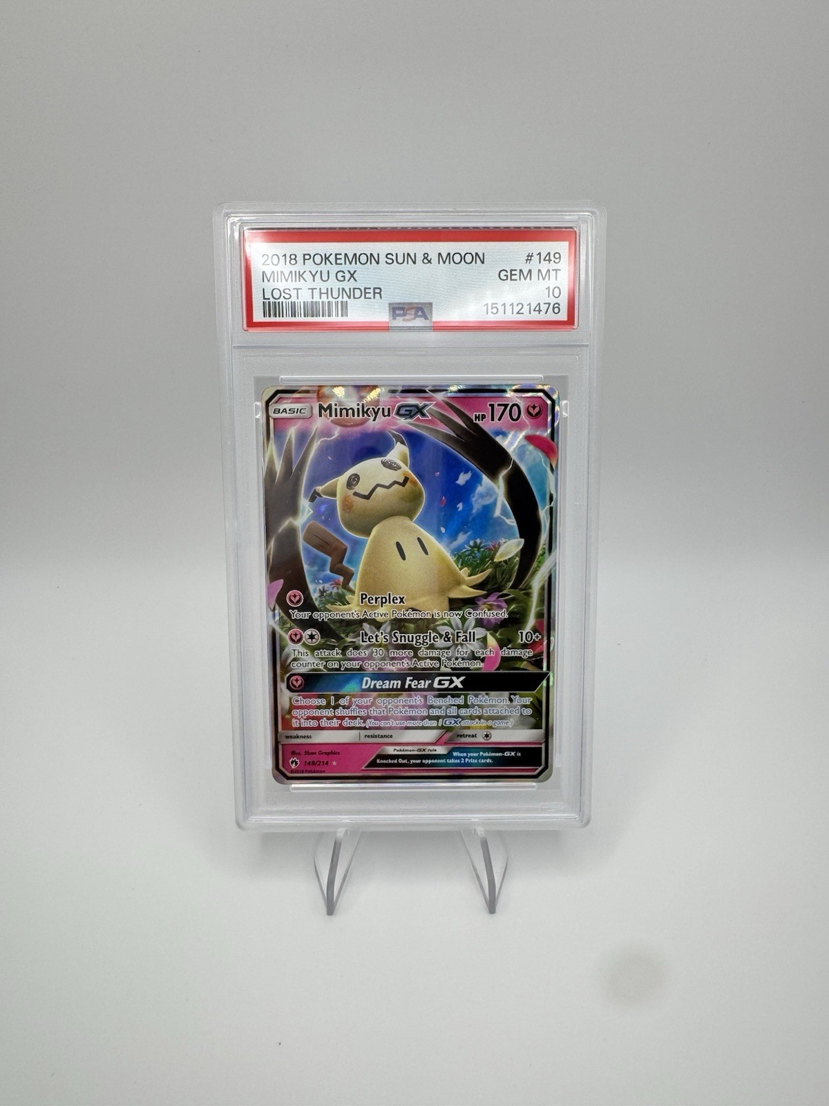 2018 POKEMON LOST THUNDER MIMIKYU GX #149/214 PSA 10 GEM MINT