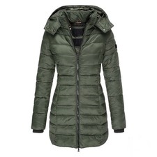 Womens Winter Long Puffer Coat Ladies Outdoor Windproof Warm Jacket with Hood
