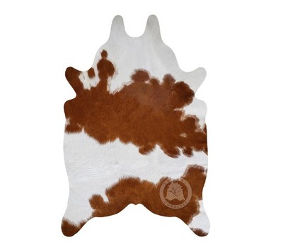 Real Small Brown and White Cowhide Rug  - Size 24''x35''