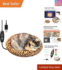 USB Heating Bed for Cats and Small Dogs, 5V Safe Pad, 3-Temp Control
