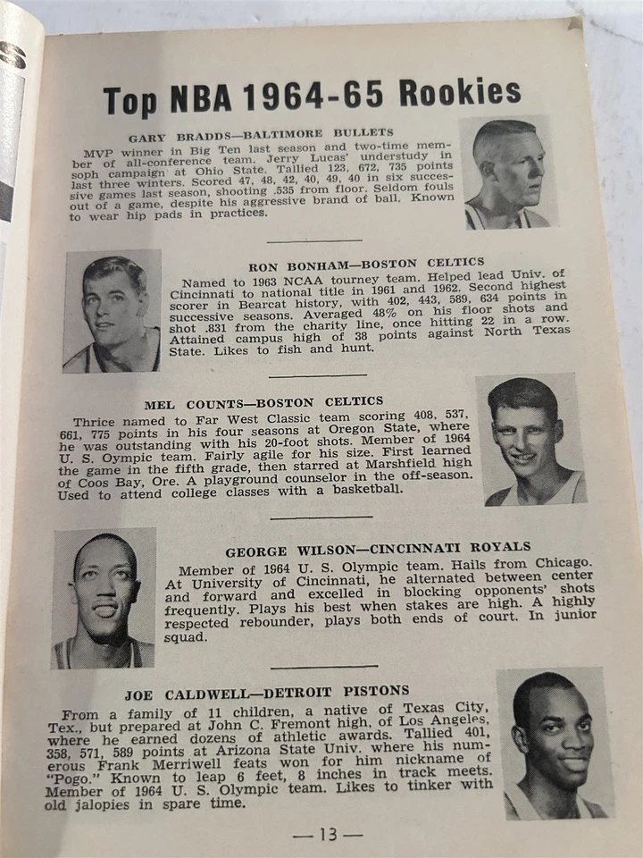 1964 65 NBA Guide Preview BOSTON Celtics JOHN HAVLICEK Bill RUSSELL 256 Pages - Image 3 of 4