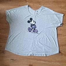 Walt Disney World Parks Mickey Mouse Purple Sequence V-Neck Gray Womens Shirt 1X