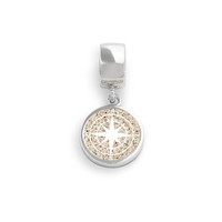 "Dur AnhäNger Bead Charm F161 „Kompass\" Silber Strandsand Ø 10 Mm"