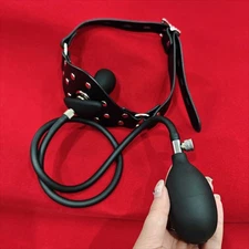 Inflatable PU Leather Ball Mouth Gag Pump Training Fetish Game Bongdage US Ship