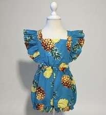 Baby Girl Pineapple Print Romper Blue Tropical Summer Outfit 18-24 Months
