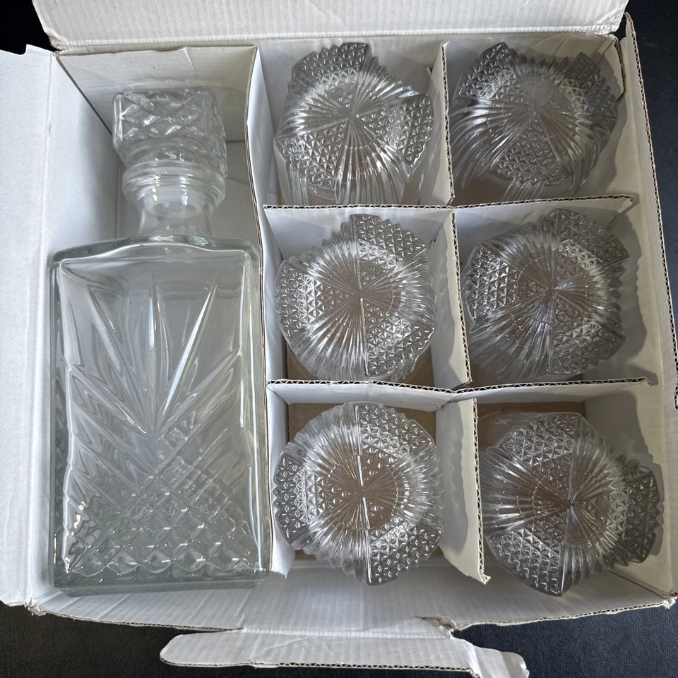 Новый James Scott стекла 7 предметов виски комплект итальянский ручной графин и 6 стаканов - Изображение 3 из 4