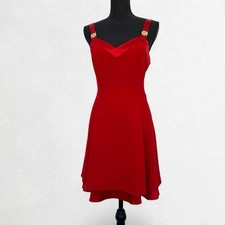 Vintage Red Satin Trim Mini Dress Size 10 Whimsigoth Evening Special Occasion