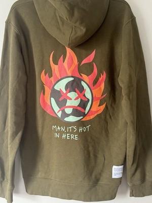 Broken Planet Market Man Its Hot In Here Hoodie Green Orange Medium