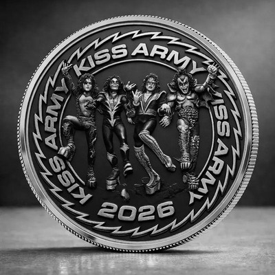 KISS Army 2026 Coin Rock Band Gene Simmons Paul Stanley Gold