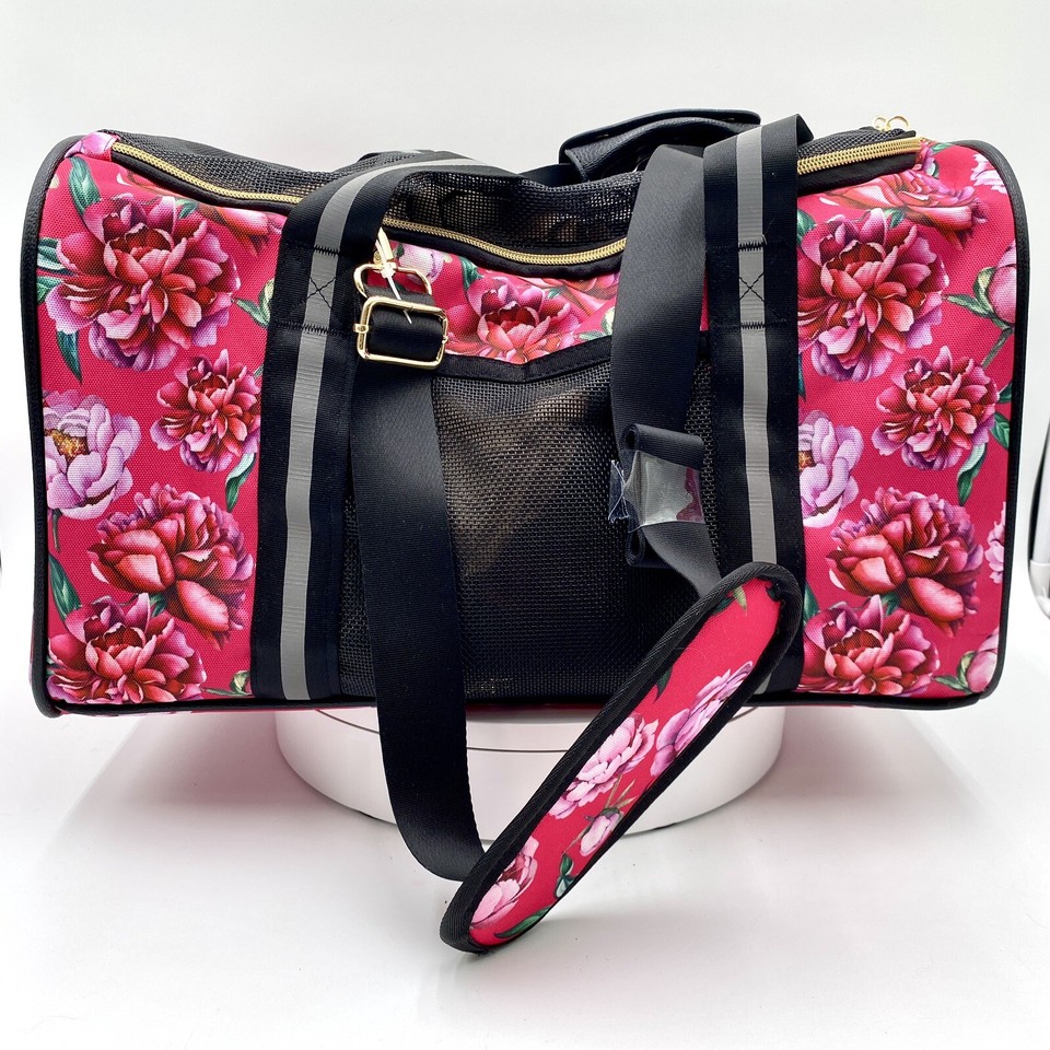 New Betsey Johnson Small Pet Carrier Roses Print TSA Compliant For up