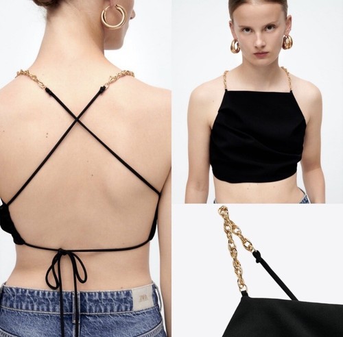 ❤️Bloggers Favorite❤️ NWT! Zara CHAIN STRAP CAMISOLE in Black Size Large |  eBay