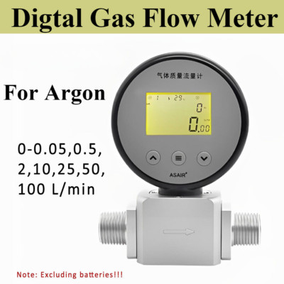 Digital Gas Flow Meter  Argon  Portable Gas Mass Flow Tester Rate Meter New