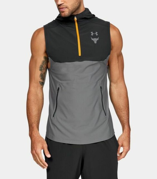 under armour men's project rock threadborne sleeveless hoodie