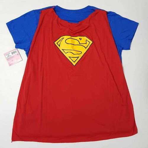 Rubies Womens Supergirl Costume Shirt Blue Detachable Cape Halloween Top XL New - Picture 2 of 9