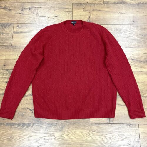 J.Crew Sweater Men XXL 2X Red Lambswool Angora Cashmere Cable Knit Pullover Crew - Afbeelding 1 van 12