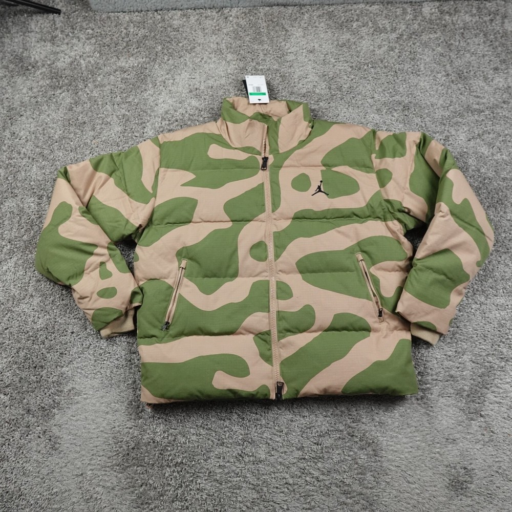 Nike Jordan Mens XL Green Camo Down Puffer Jacket FB6988-200