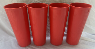 Tupperware Cup Lot 4x 5107L-8 Red/Orange Vintage Looks Never Used