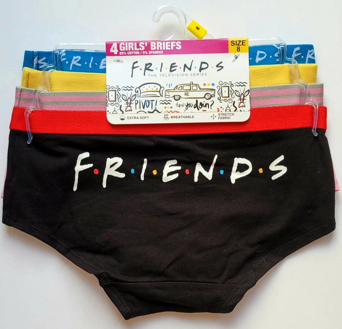 FRIENDS TV Show Girls Underwear Panties - 4 Pair Ex Soft Cotton Brief-Size  8-NEW | eBay