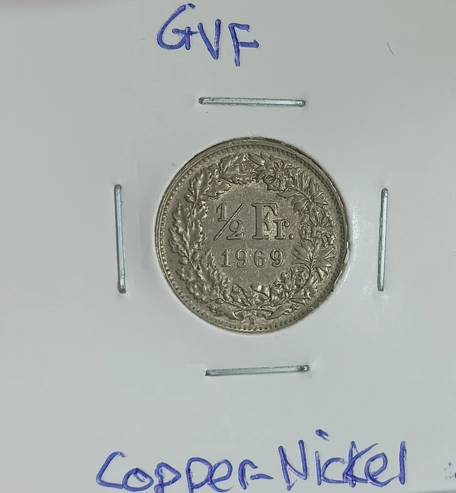 1/2 Franc 1969 Switzerland Coin (GVF) #211 - Image 2 of 2