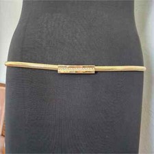 Vintage Y2K Skinny Stretch Snake Belt Gold with Rhinestone Buckle