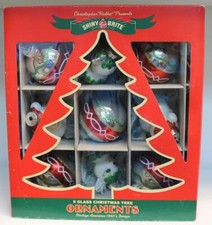 2014 Radko Shiny Brite Vintage Design Glass 9 Ornaments Santa Reindeer 4027309