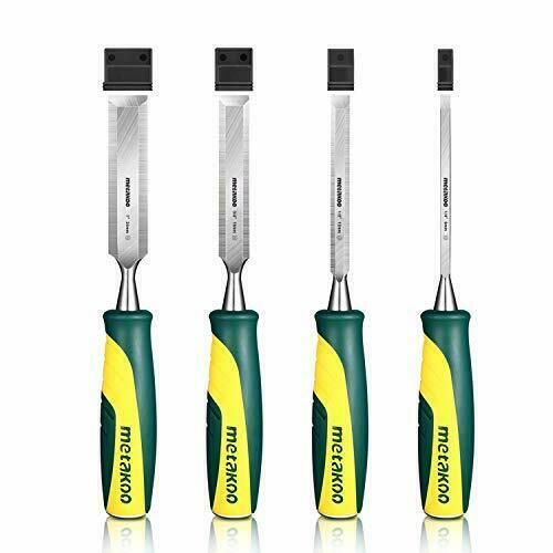 Set Di 4 Scalpelli Per Legno - Utensili Da Falegname Con Custodia In Pelle, Acciaio Al Cromo-Vanadio