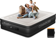 Queen Inflatable Air Mattress with Battery Pump - 18" Raised for Camping  Home