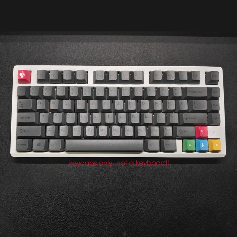 Dark Gray Keycaps Set PBT 130keys fits 60% 75% TKL Cherry MX Mechanical Keyboard