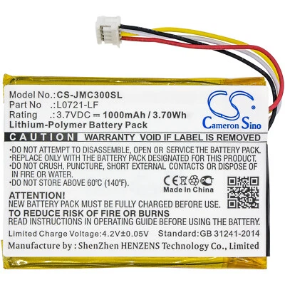 CAMERON SINO 1000mAh Battery For JBL Speaker Clip 3 Clip 3AN Clip 3SAND P/N:L0721-LF