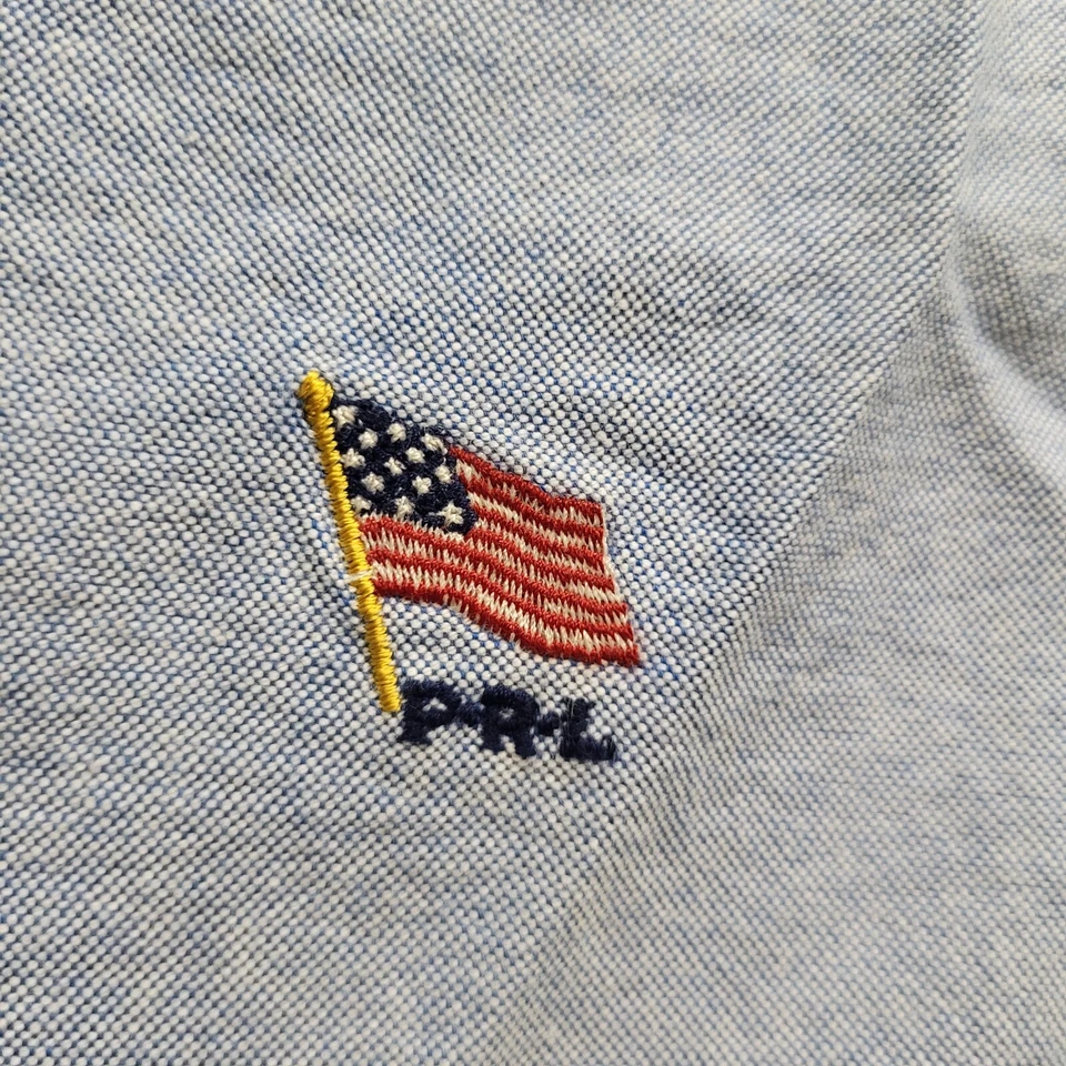 Polo Ralph Lauren Shirt Mens XLT Blue USA Embroidered Patriotic Button Up Oxford - Image 3 of 4