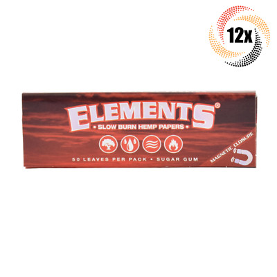 12x Packs Elements RED 1 1/4 1.25 | 50 Papers Per Pack | 2 Free Rolling Tubes