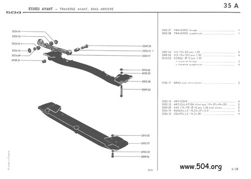 2 Articulations Elastiques Bras AR Triangle AV Peugeot 504 cc ->M1975 504 sauf c - Picture 3 of 3