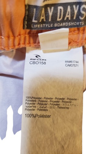 Rip Curl LayDays Swim Trunks Size Medium Elastic Waistband Orange Palm Trees - Picture 11 of 18