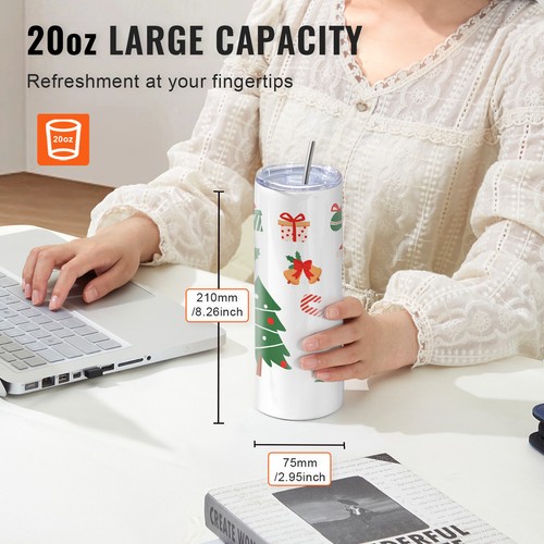 VEVOR 50Pack Straight Sublimation Tumblers Bulk Blank 20oz Stainless Steel White - Picture 5 of 12