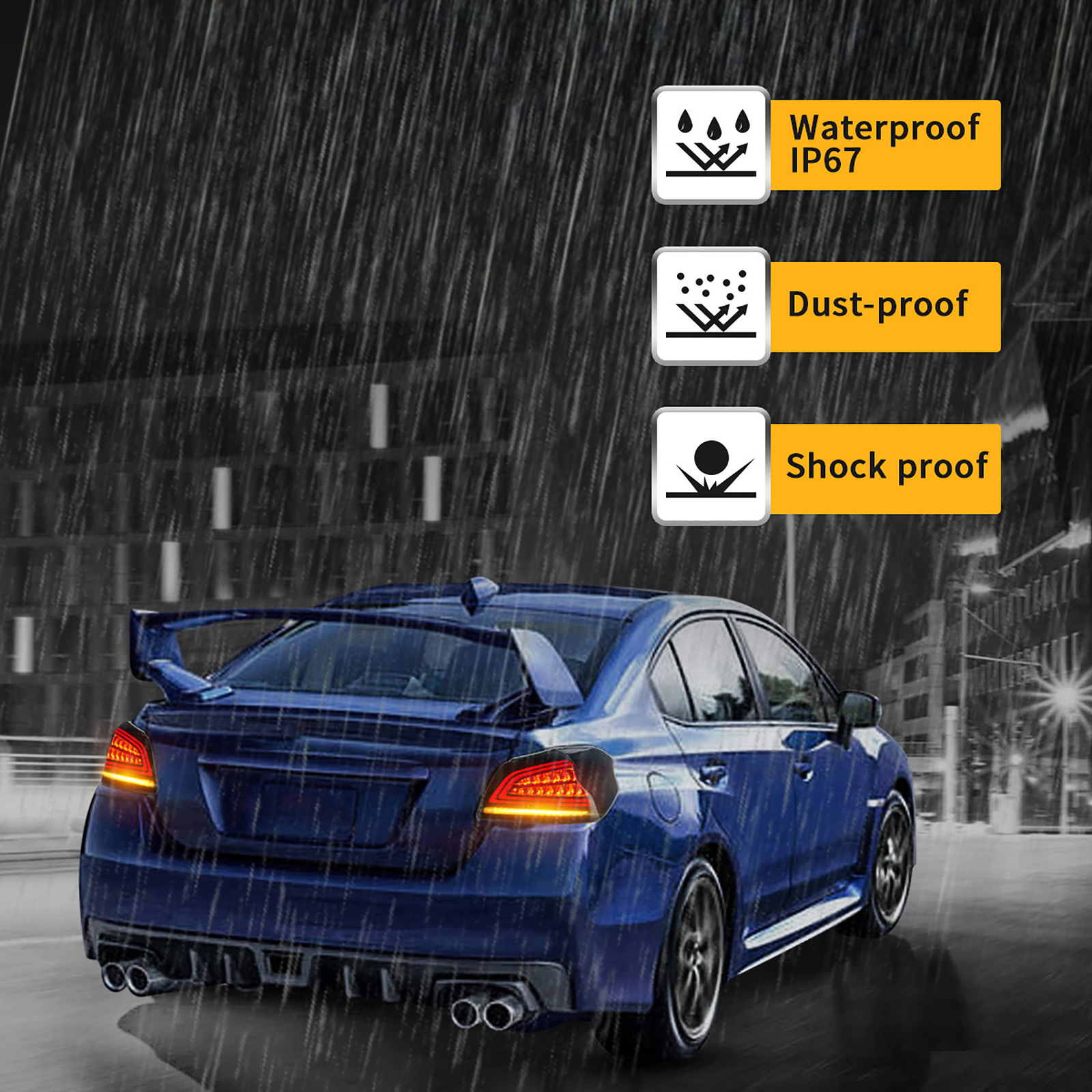 VLAND Smoked LED Tail lights For 2015-2022 Subaru WRX STI W/Sequential Signal