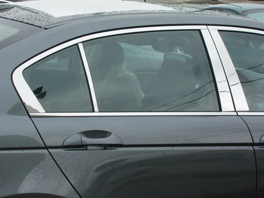 Cubierta de moldura de poste de pilar cromado de acero inoxidable 6 piezas para Honda Accord 2008-2012 Foto 3 de 3