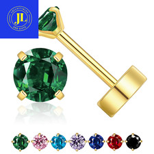 Small Gold Stud Earrings Hypoallergenic Screw Backs Non-Tarnish Dainty CZ Cartil